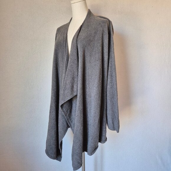 Barefoot Dreams Bamboo Chic Lite Knit Drap Wrap Open Cardigan Dark Grey Sz.L/XL - Picture 5 of 13